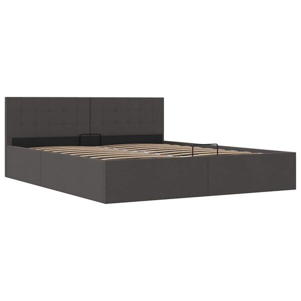 vidaXL Estrutura de cama hidr&aacute;ulica 180x200 cm tecido cinzento-escuro