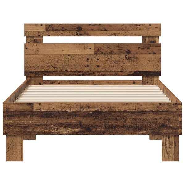 vidaXL Estrutura da Cama com cabeceira Madeira antiga 98.5 x 200 cm