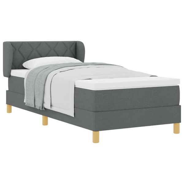 vidaXL Cama Box com colch&atilde;o Cinzento escuro 90 x 200 cm tecido