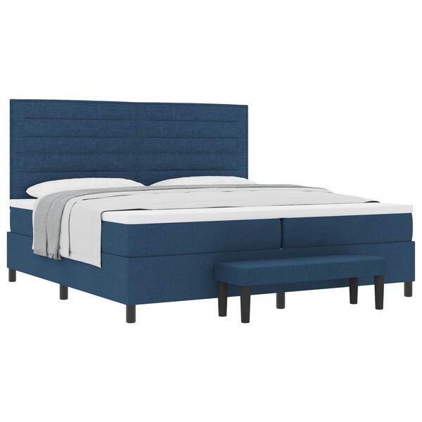 vidaXL Cama Box com colch&atilde;o com cabeceira Azul 200 x 200 cm tecido