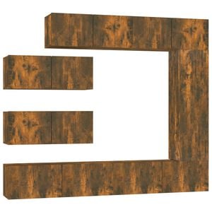 vidaXL Conjunto m&oacute;veis de TV 7 pcs madeira processada carvalho fumado