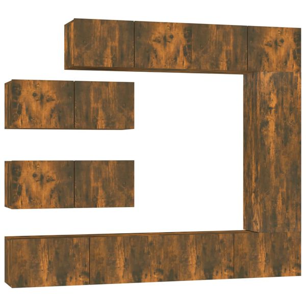 vidaXL Conjunto móveis de TV 7 pcs madeira processada carvalho fumado