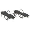 vidaXL Espregui&ccedil;adeiras com mesa 2 pcs vime PE cinzento