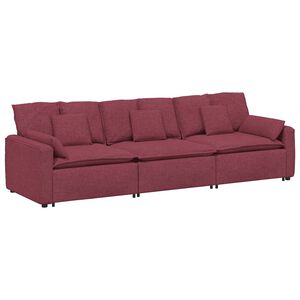 vidaXL Sof&aacute; modular com almofadas vermelho tinto