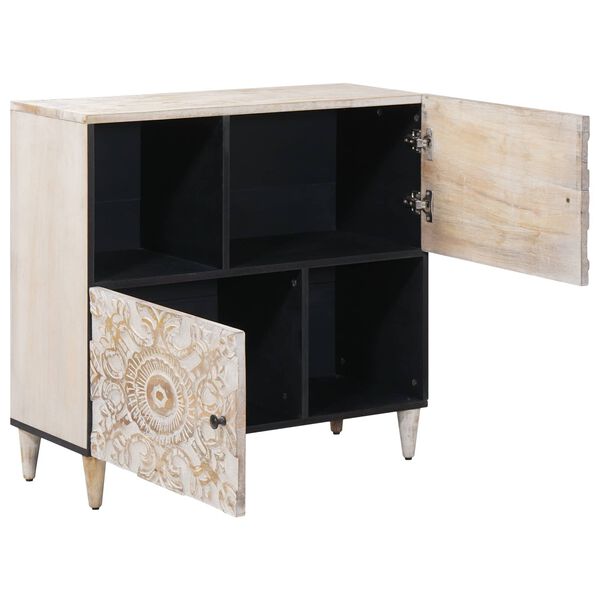 vidaXL Buffet Branco 80 x 33,5 x 75 cm Madeira de manga maci&ccedil;a