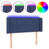 vidaXL Cabeceira de cama c/ luzes LED tecido 83x16x78/88 cm azul