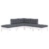 vidaXL 5 pcs conjunto lounge de jardim c/ almofad&otilde;es pinho branco