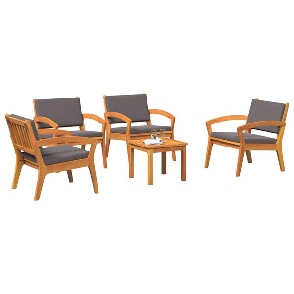 vidaXL Conjunto bistro com almofada 5 pcs Castanho Poli&eacute;ster