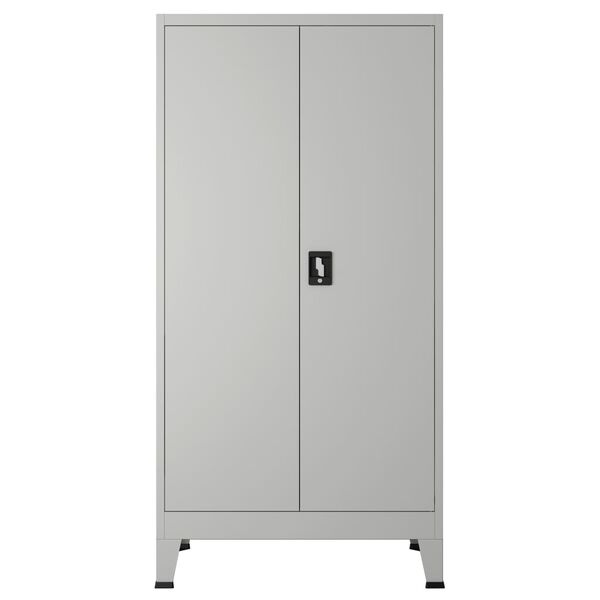 vidaXL Arm&aacute;rio de escrit&oacute;rio com 2 portas a&ccedil;o 90x40x180 cm cinzento