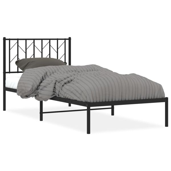 vidaXL Estrutura de cama com cabeceira 90x190 cm metal preto
