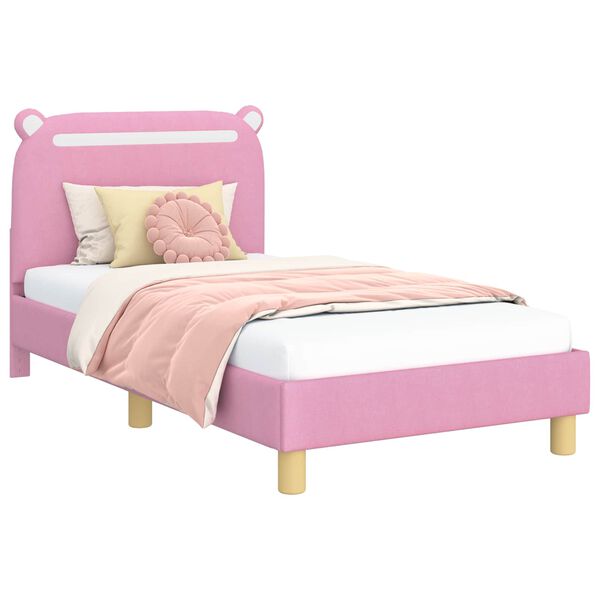 vidaXL Estrutura de Cama Infantil com Cabeceira Rosa 80 x 160 cm