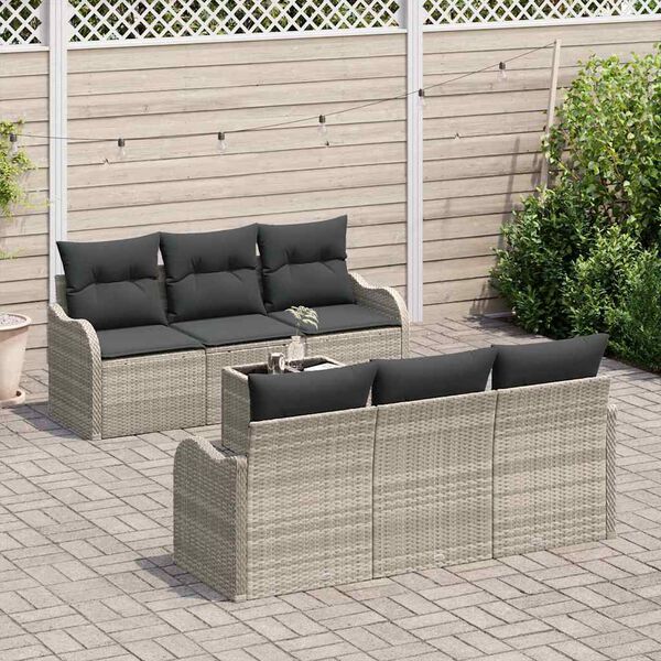 vidaXL Conjunto de Sof&aacute; de Jardim 7 pcs Cinzento-claro 55 x 55 x 37 cm