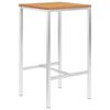 vidaXL Mesa de bar 60x60x105cm madeira de teca maci&ccedil;a e a&ccedil;o inoxid&aacute;vel