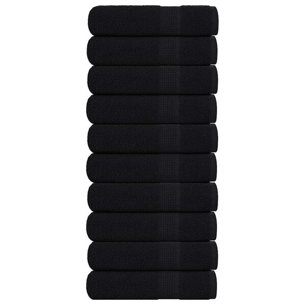 vidaXL Toalhas de banho FROGN 10 pcs 100x150 cm 360 g/m&sup2; preto