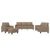 vidaXL 4 pcs conjunto sof&aacute;s c/ almofad&otilde;es couro artif. cor cappuccino