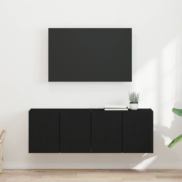 vidaXL Arm&aacute;rio de TV de Parede 2 pcs Preto 59,5 x 31 x 40 cm