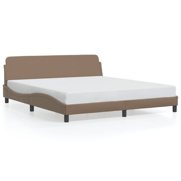 vidaXL Estrutura de cama Dover 180x200 cm couro artificial cappuccino