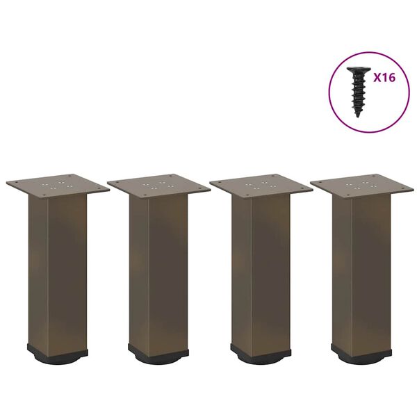 vidaXL P&eacute;s para mesa de centro 4 pe&ccedil;as a&ccedil;o natural 42-44 cm a&ccedil;o