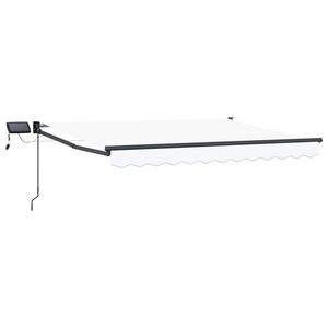 vidaXL Toldo retr&aacute;til manual com LEDs Branco e Antracite 3 x 2,5 m