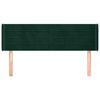 vidaXL Cabeceira de cama c/ abas tecido 147x16x78/88cm verde-escuro