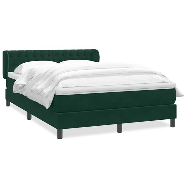 vidaXL Cama com molas/colch&atilde;o 160x220 cm veludo verde-escuro