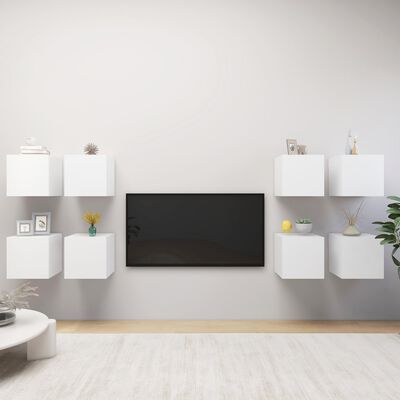 vidaXL Móvel de TV de parede 8 pcs 30,5x30x30 cm branco