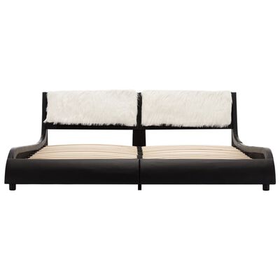 vidaXL Estrutura de cama em couro artificial 180x200 cm preto e branco