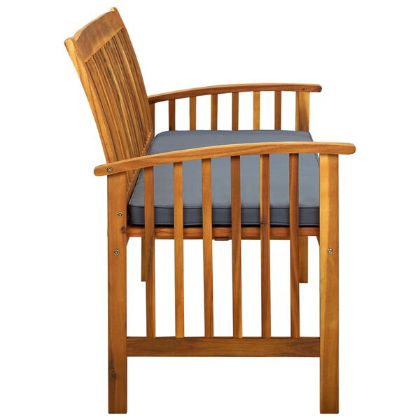 vidaXL Banco de jardim c/ almofad&atilde;o 147 cm madeira de ac&aacute;cia maci&ccedil;a