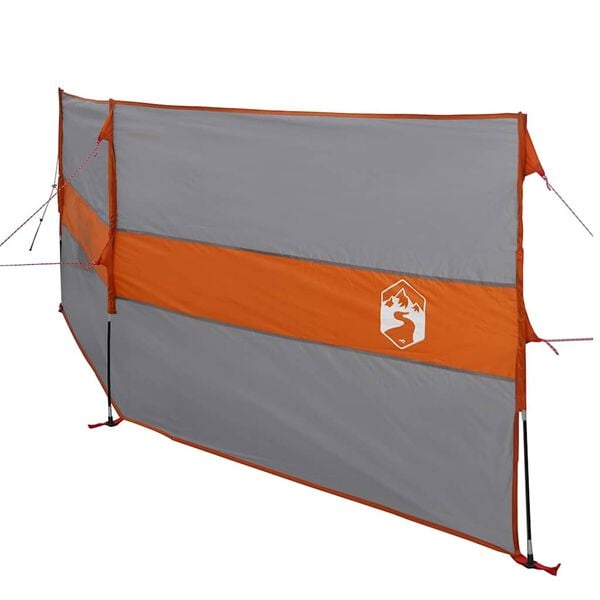 vidaXL Corta-vento de campismo 344x120 cm impermeável cinza/laranja