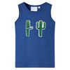 T-shirt de manga cava crian&ccedil;a azul-escuro mesclado 128
