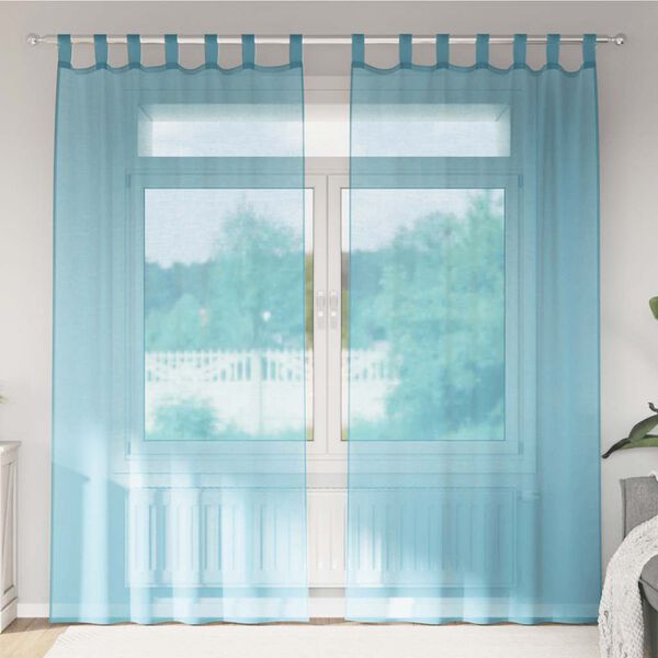 vidaXL Cortinas de voile com la&ccedil;os 2 pcs turquesa 140x225 cm