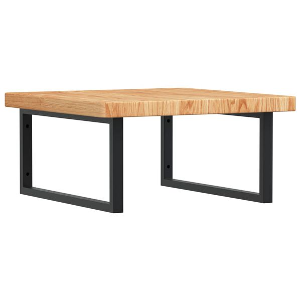 vidaXL Prateleira de parede p/ lavat&oacute;rio a&ccedil;o/madeira carvalho maci&ccedil;a