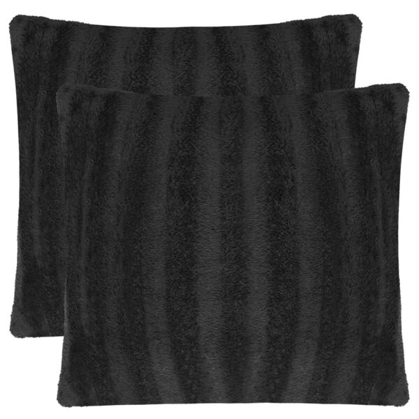 vidaXL Capa de almofada 2 pcs pelo sint&eacute;tico 50x50 cm preto