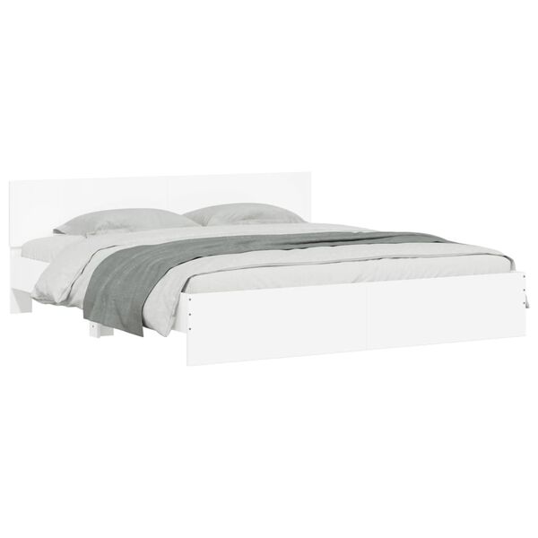 vidaXL Estrutura cama c/ cabeceira e luzes LED 180x200 cm branco