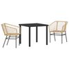 vidaXL Conjunto de Jantar para Jardim 3 unid. Castanho vime PE