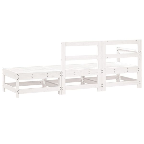 vidaXL 3 pcs conjunto lounge de jardim madeira de pinho maciça branco