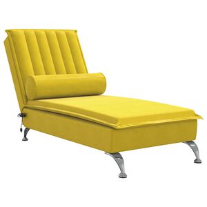 vidaXL Chaise lounge de massagem com rolo veludo amarelo