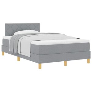 vidaXL Cama Box com colch&atilde;o Cinzento-claro 120 x 190 cm tecido