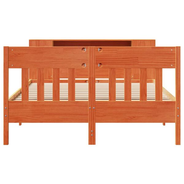 vidaXL Cama com estante sem colch&atilde;o 150x200 cm pinho maci&ccedil;o