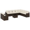 vidaXL 11 pcs conjunto sof&aacute;s de jardim c/ almofad&otilde;es vime PE castanho