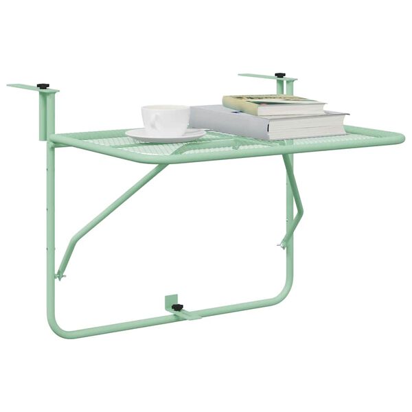 vidaXL Mesa Suspensa para Varanda verde menta 60 x 39 x 65 cm Aço