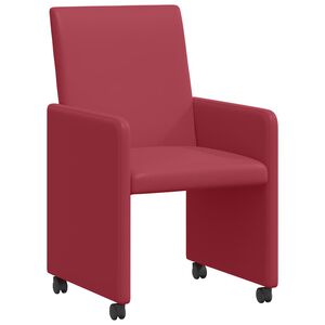 vidaXL Cadeiras de Jantar com Rodas com rodas 2 pcs vermelho tinto