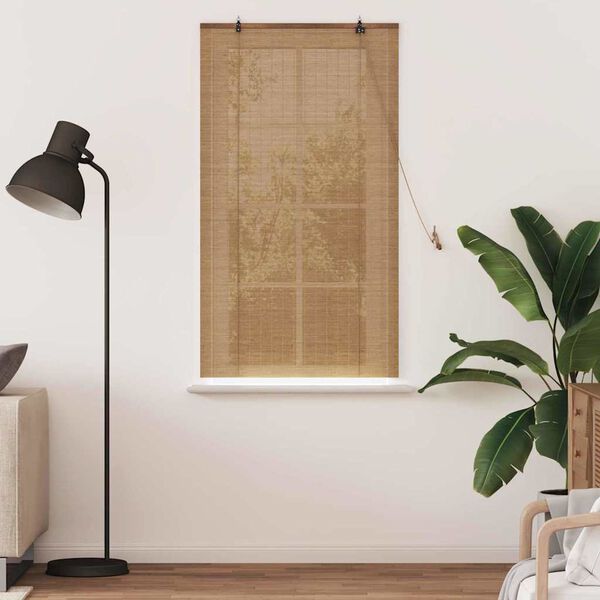 vidaXL Estores de rolo com cortinas Manual Castanho 80 x 160 cm Bambu