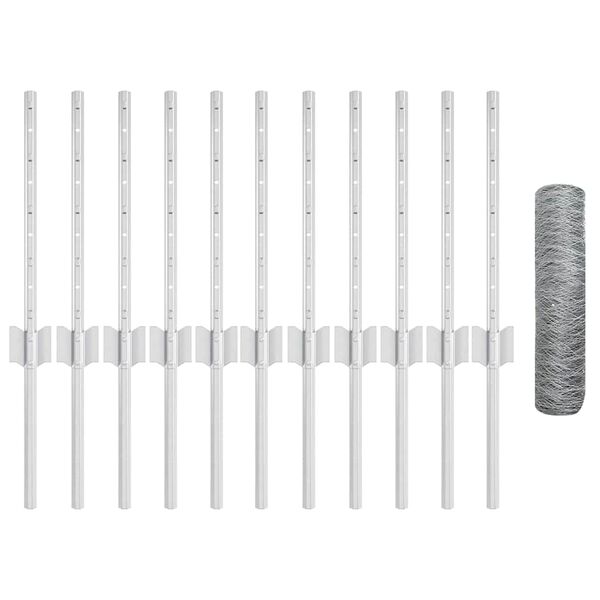 vidaXL Cerca com Poste Prateado 0,4 x 25 m Aço