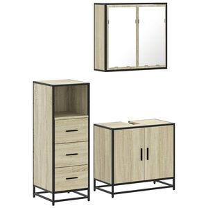 vidaXL 3 pcs conj. m&oacute;veis casa banho derivados madeira carvalho sonoma