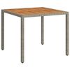 vidaXL Mesa de jardim 90x90x75 cm vime PE e madeira de ac&aacute;cia cinzento