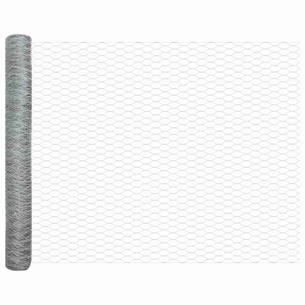 vidaXL Cerca Hexagonal Prateado 1.4 x 50 m Aço galvanizado