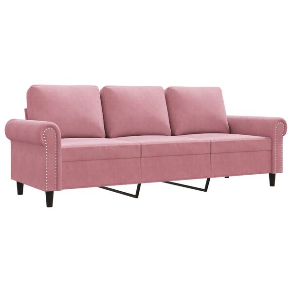 vidaXL Sof&aacute; de 3 lugares 180 cm veludo rosa
