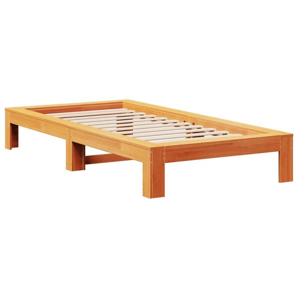 vidaXL Cama sem colch&atilde;o 90x200 cm pinho maci&ccedil;o castanho-mel