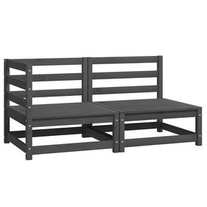 vidaXL 2 pcs conjunto lounge de jardim pinho maci&ccedil;o cinzento